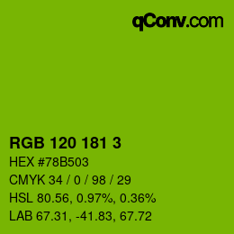 カラーコード: RGB 120 181 3 | qconv.com