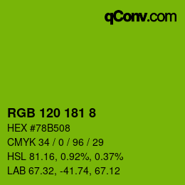 颜色代码: RGB 120 181 8 | qconv.com