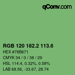 カラーコード: RGB 120 182.2 113.6 | qconv.com