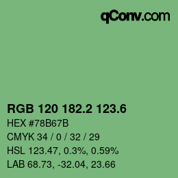 カラーコード: RGB 120 182.2 123.6 | qconv.com
