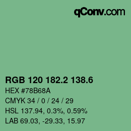カラーコード: RGB 120 182.2 138.6 | qconv.com