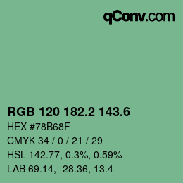 カラーコード: RGB 120 182.2 143.6 | qconv.com