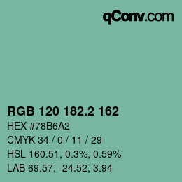 カラーコード: RGB 120 182.2 162 | qconv.com