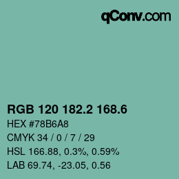 カラーコード: RGB 120 182.2 168.6 | qconv.com