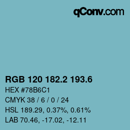 カラーコード: RGB 120 182.2 193.6 | qconv.com