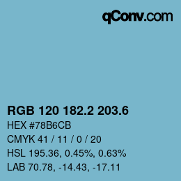 カラーコード: RGB 120 182.2 203.6 | qconv.com