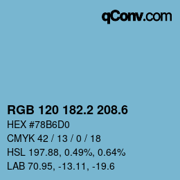 カラーコード: RGB 120 182.2 208.6 | qconv.com