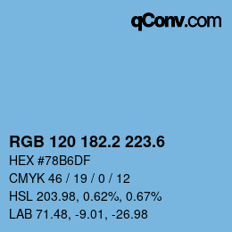 カラーコード: RGB 120 182.2 223.6 | qconv.com