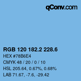 カラーコード: RGB 120 182.2 228.6 | qconv.com