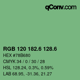 カラーコード: RGB 120 182.6 128.6 | qconv.com