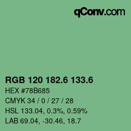 カラーコード: RGB 120 182.6 133.6 | qconv.com