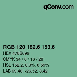 カラーコード: RGB 120 182.6 153.6 | qconv.com
