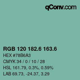 カラーコード: RGB 120 182.6 163.6 | qconv.com