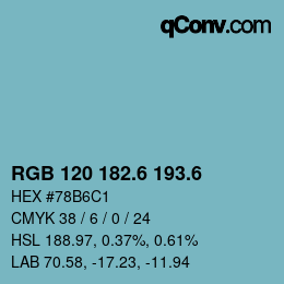 カラーコード: RGB 120 182.6 193.6 | qconv.com