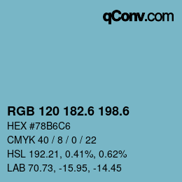 カラーコード: RGB 120 182.6 198.6 | qconv.com