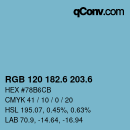 カラーコード: RGB 120 182.6 203.6 | qconv.com