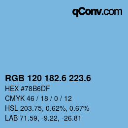 カラーコード: RGB 120 182.6 223.6 | qconv.com