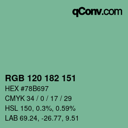 Color code: RGB 120 182 151 | qconv.com