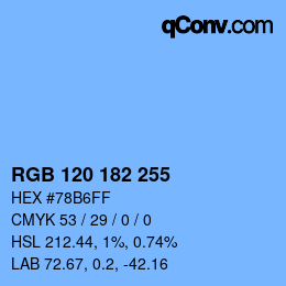 颜色代码: RGB 120 182 255 | qconv.com