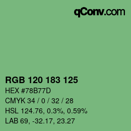 颜色代码: RGB 120 183 125 | qconv.com
