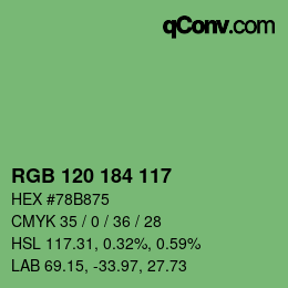 Color code: RGB 120 184 117 | qconv.com