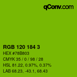 Color code: RGB 120 184 3 | qconv.com