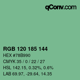 カラーコード: RGB 120 185 144 | qconv.com