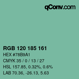 Color code: RGB 120 185 161 | qconv.com