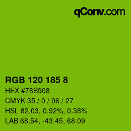 Color code: RGB 120 185 8 | qconv.com