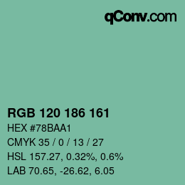 Código de color: RGB 120 186 161 | qconv.com