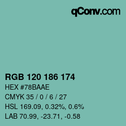 Color code: RGB 120 186 174 | qconv.com