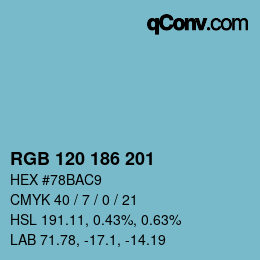 Color code: RGB 120 186 201 | qconv.com
