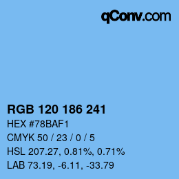 Color code: RGB 120 186 241 | qconv.com