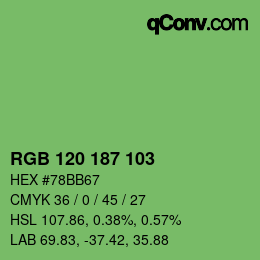 Color code: RGB 120 187 103 | qconv.com
