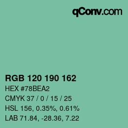Color code: RGB 120 190 162 | qconv.com