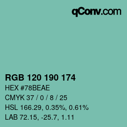 Color code: RGB 120 190 174 | qconv.com