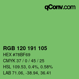 颜色代码: RGB 120 191 105 | qconv.com