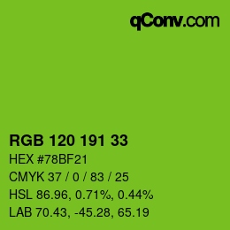 カラーコード: RGB 120 191 33 | qconv.com