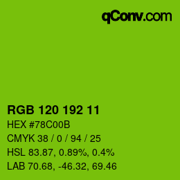 カラーコード: RGB 120 192 11 | qconv.com