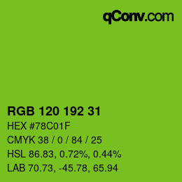 Color code: RGB 120 192 31 | qconv.com