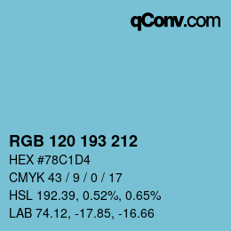 Color code: RGB 120 193 212 | qconv.com