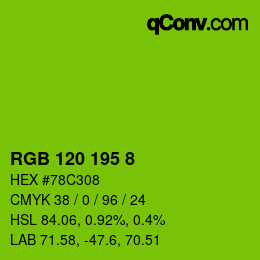 カラーコード: RGB 120 195 8 | qconv.com