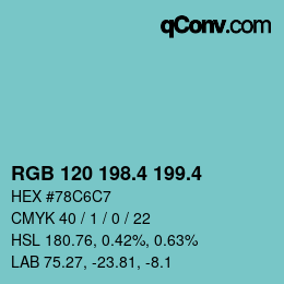 カラーコード: RGB 120 198.4 199.4 | qconv.com