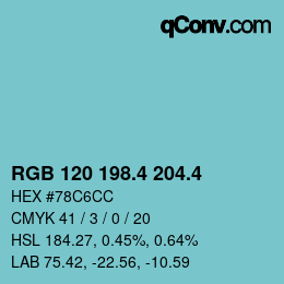 カラーコード: RGB 120 198.4 204.4 | qconv.com