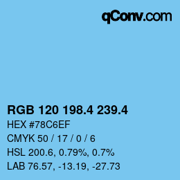 カラーコード: RGB 120 198.4 239.4 | qconv.com