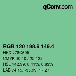 カラーコード: RGB 120 198.8 149.4 | qconv.com