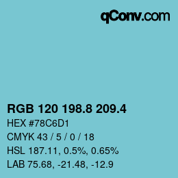 カラーコード: RGB 120 198.8 209.4 | qconv.com