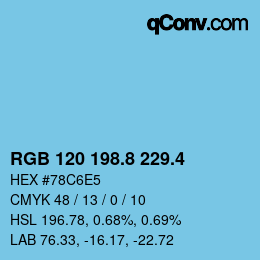 カラーコード: RGB 120 198.8 229.4 | qconv.com