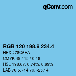 カラーコード: RGB 120 198.8 234.4 | qconv.com