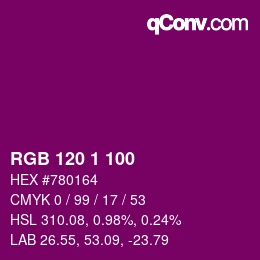 カラーコード: RGB 120 1 100 | qconv.com